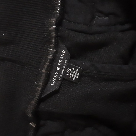 Lucky Brand Black Pants Jogger Teouser Linen Women L Lagenlook Casual Vacation - Picture 7 of 8